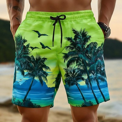 Hawaii-Badehose Herren Badeshort Kurzehose Shorts Schwimmhose 100% Polyester NEU