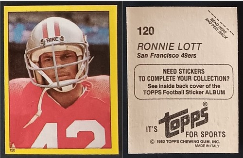 Ronnie Lott #120 1982 Topps Stickers card