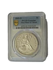 PCGS Certified 1860-O Seated Liberty Silver Dollar, AU Details, Filed Rims