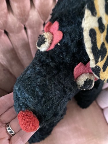 Vintage 1950 1960 Columbia Plush Stuffed Poodle Dog RARE BLACK ~ Needs Glow-Up - Picture 4 of 12