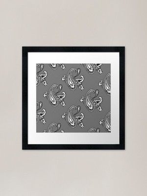 Grauer Bandana Stil Druck Gerahmte Kunst Gerahmtes Wandbild Poster Leinwanddruck Bild