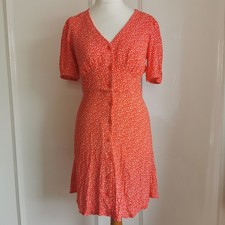 And Other Stories Size 8 EUR 36 Red Ditsy Floral Button Up Fit And Flare Dress