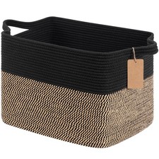 Goodpick Woven Storage Baskets for Organizing, 18"L x 14"W x 12"H, Black Jute