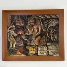 Walter Sobieski California Artist 1961 Modernist Oil Painting w/ Provenance