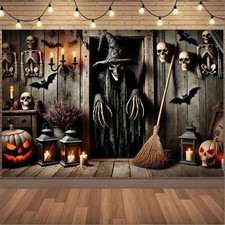 Halloween Skeleton Ghost Pumpkin Backdrop Background PARTY Banner Decoration