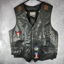 Pro Rider Motocycle Vest With Assorted Patches  Made In  USA Missing Side Laces