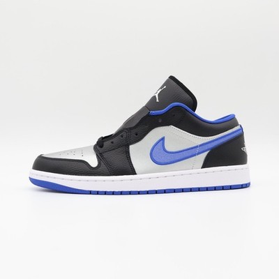 553558-007 Nike Air Jordan 1 Low Black Game Royal Metallic
