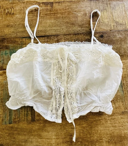 Cotton Candy LA White Lace Trimmed Bralette Crop Top Size M