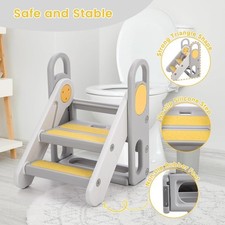 Foldable 3 Steps Stool for Toddler Step Ladder with Handle Anti-Slip Baby Stool