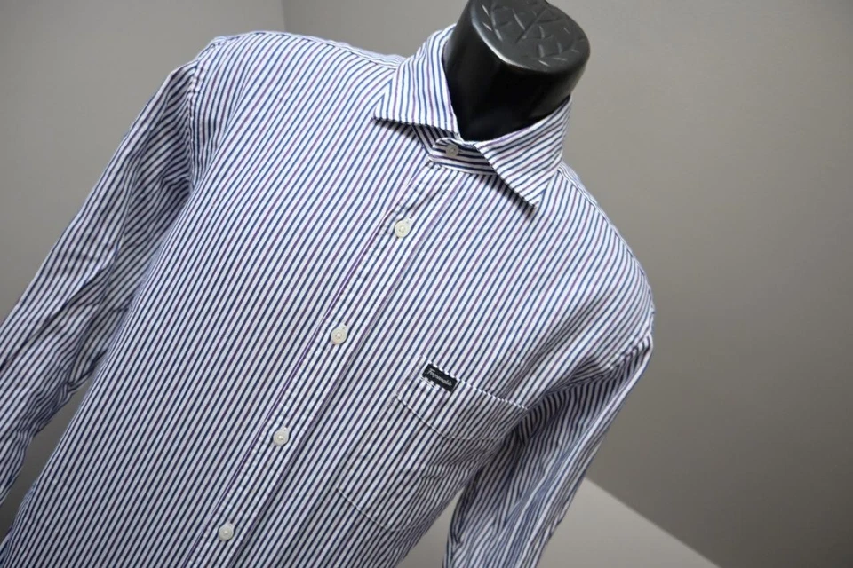 Camisa de Vestir Faconnable Francia Club Deauville Rayas Manga Larga Para Hombre Talla Grande Foto 4 de 4