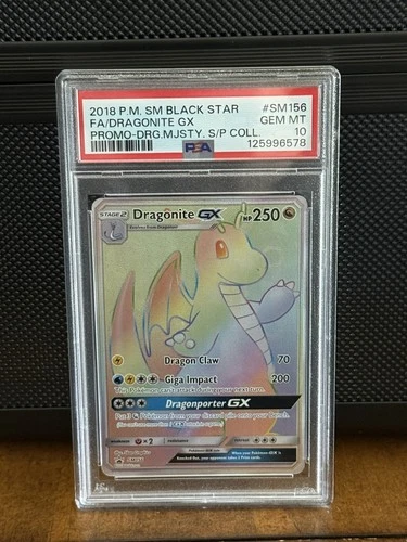 2018 POKEMON SM BLACK STAR PROMO #SM156 FULL ART/DRAGONITE GX PSA 10