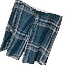 Quicksilver Board Shorts Embroidered Logo Pane Y2K Beach Surf Swim Mens 36x11