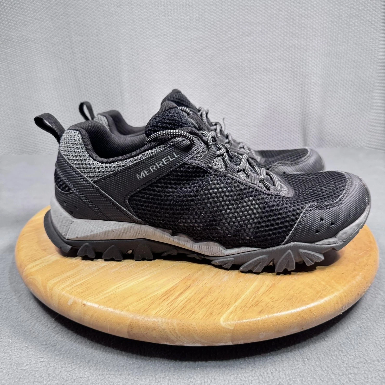 Merrell Shoes Mens Size 8 Black Mesh Low Trail Hiking Walking Sneakers J000659