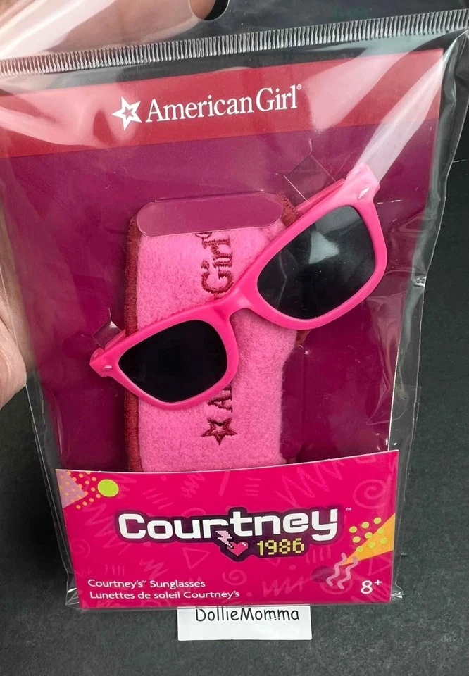Nuevas gafas de sol American Girl Courtney rosa con estuche de fieltro colección años 80 NRFP Foto 2 de 4