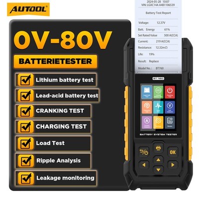 Car Battery Tester Lithium Battery Tester Load Test Cranking Charging Analyzer