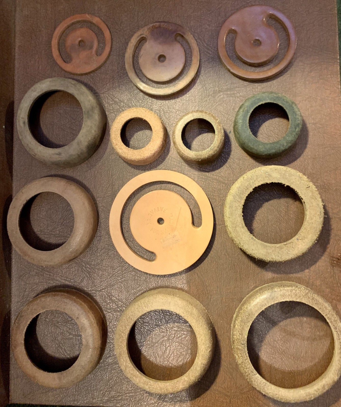 13 Leather Pitcher Pump Lower Valve and Cup lot of new old stock, assorted size