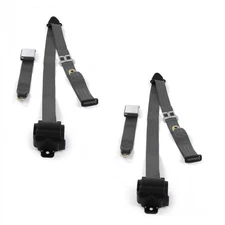 Ford Mustang 1979-93v Airplane 3pt Charcoal Retract Bucket  Seat Belt Kit-2 Belt