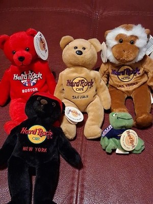 Collection of Hard Rock Cafe Bears Lot Of 3, 1 Hard Rock Hotel Monkey, 1 Frog