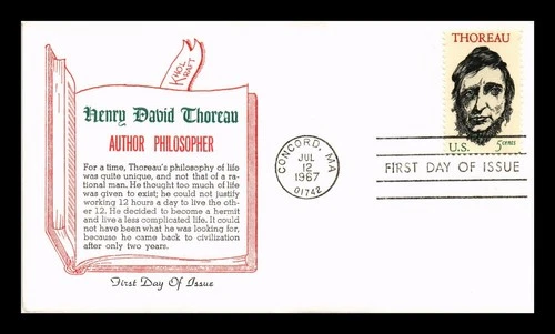 DR JIM STAMPS US COVER HENRY DAVID THOREAU AUTHOR FDC KHOL KRAFT CACHET