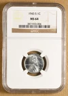 1943 S Lincoln Steel Wheat Cent NGC MS64