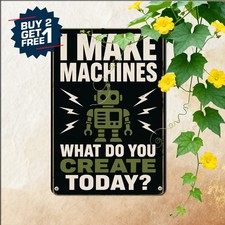 Build Robots Creative Maker Space Workshop Decor Metal Tin Sign 8x12