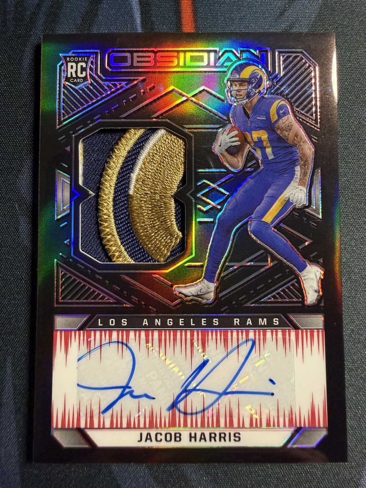 Jacob Harris Panini Obsidian #240 Jersey Autograph-Electric Etch-Red
