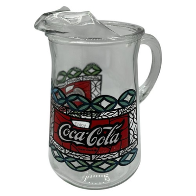 #ad #ad Vintage Coca Cola Stained Glass Soda Water Pitcher Carafe 64oz $12.00