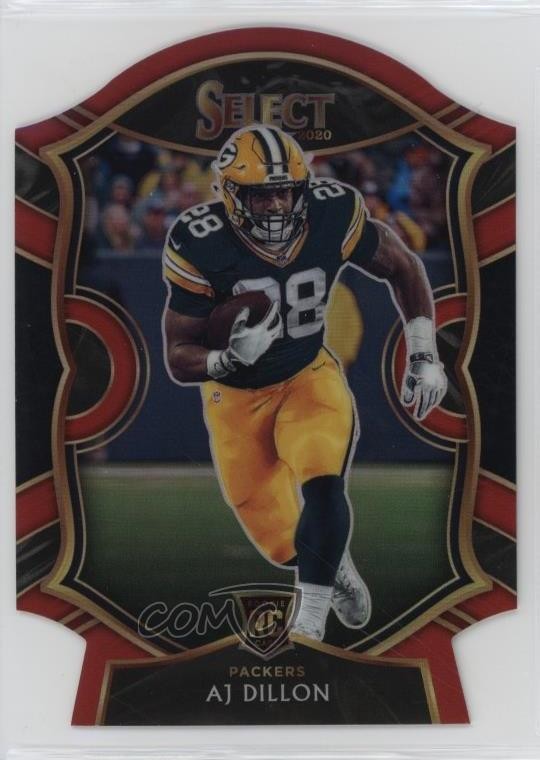 2020 Panini Select Concourse Red Prizm Die-Cut AJ Dillon #65 06z2