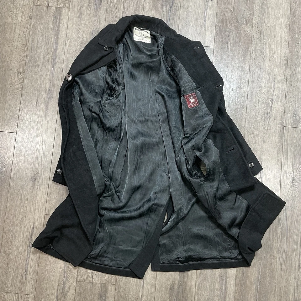 Abrigo trompetista Hart Schaffner Marx negro 100 % cachemir plateado para hombre talla XL Foto 3 de 4