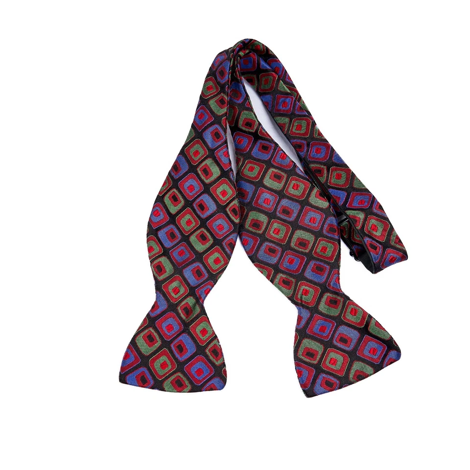 Conjunto de pajarita R Hanauer de seda colorida geométrica formal autocorbata EE. UU. Foto 4 de 4