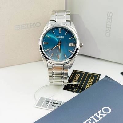 Seiko Essentials SUR525 Stainless Steel Men's Quartz Watch w Blue