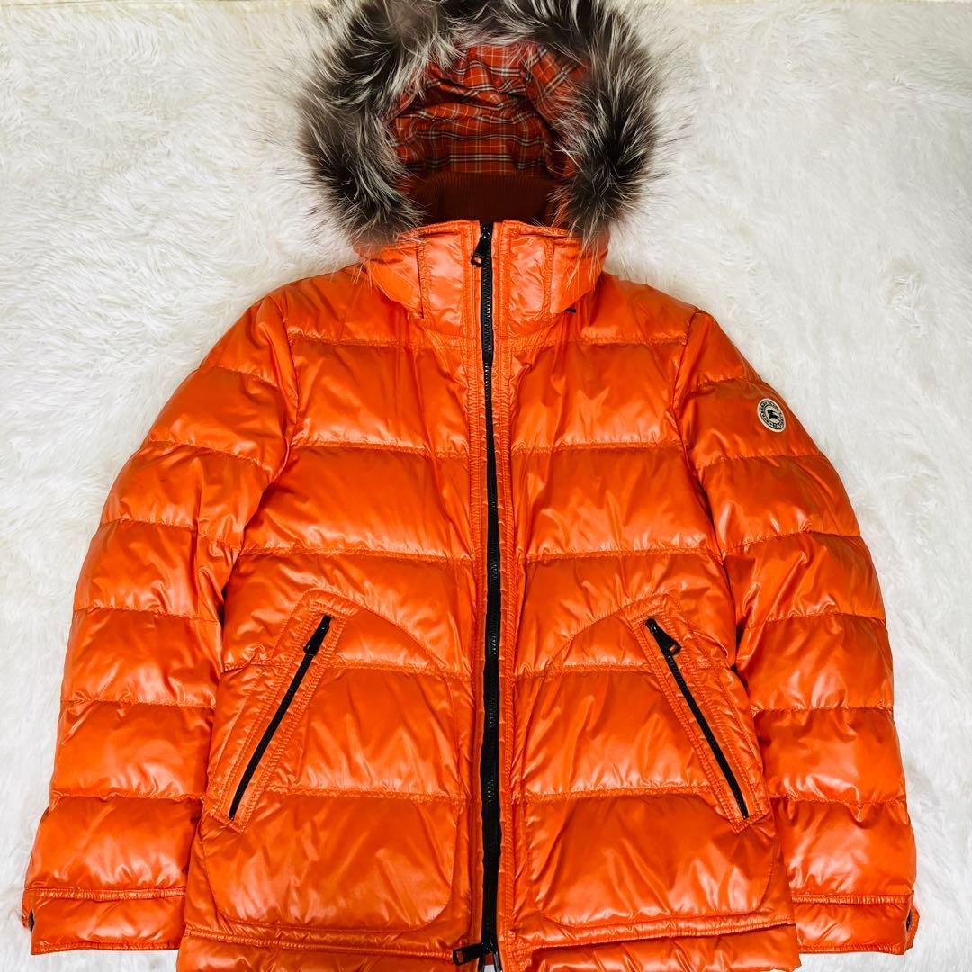 Burberry Black Label Down Jacket Nova Check Fur-Trim Orange Used thumbnail 12