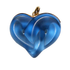 Lalique " Entwined "  Crystal Blue Heart Pendant