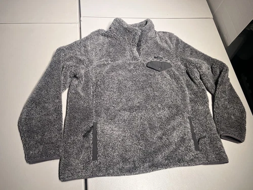 VETEMENTS LL Bean Fleece Donna XL Reg Grigio Hi Pile Giacca Pullover 1 4 Snap Coat 505112