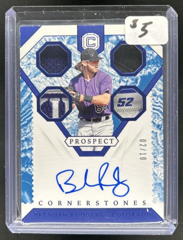 2019 Chronicles Brendan Rodgers Prospect Cornerstones Auto Quartz Patch RC #/10