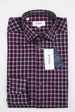 Men Eton Shirt Signature Twill Single Cuff Contemporary Size 39 15.5 M