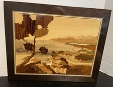 Vintage Handmade Marquetry Wood Inlaid Picture MADE IN ITALY 