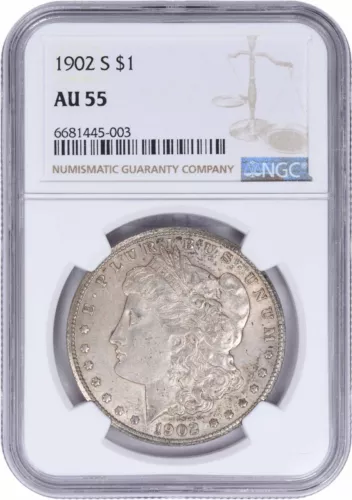 1902-S Morgan Silver Dollar AU55 NGC