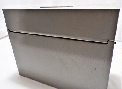 Vintage PORTA FILE L6-64R Gray METAL STORAGE BOX w/ Key By
