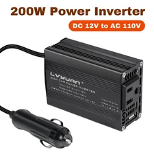 200W Car Power Inverter DC 12V to AC 110V 120V With USB & Type C Fast Charging