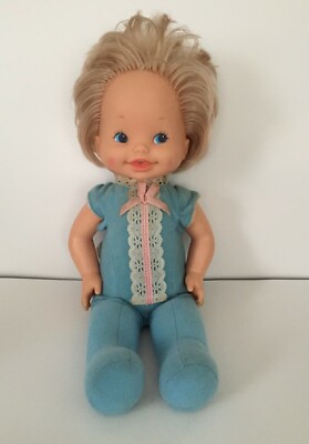 Vintage Mattel 1981 Bye Bye Diapers 14'' Doll Pull String Claps Hands, Works!