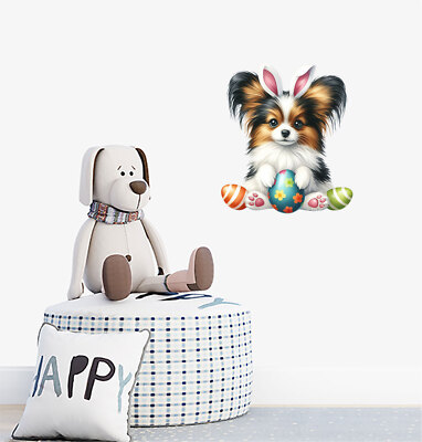 Wandbild Ostern Hund Ei Schlafzimmer Kinderzimmer bunt Van Vinyl Aufkleber Abziehbilder a9463