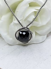 David Yurman Sterling Silver Infinity Pendant Black Onyx Necklace 18  