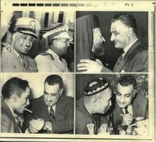 1956 Press Photo Egyptian Pres. Gamal Abdel Nasser visits fellow world leaders
