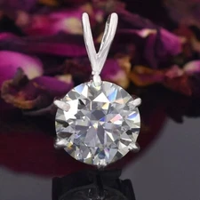 WoW! 6.20 Ct Certified Off White Treated Diamond Solitaire Pendant in 925 Silver