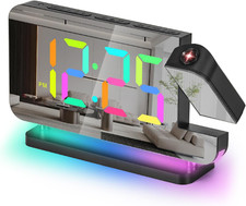 Projection Alarm Clock,7.4" LED RGB Digital Clocks Large Display,With 180  Rotat