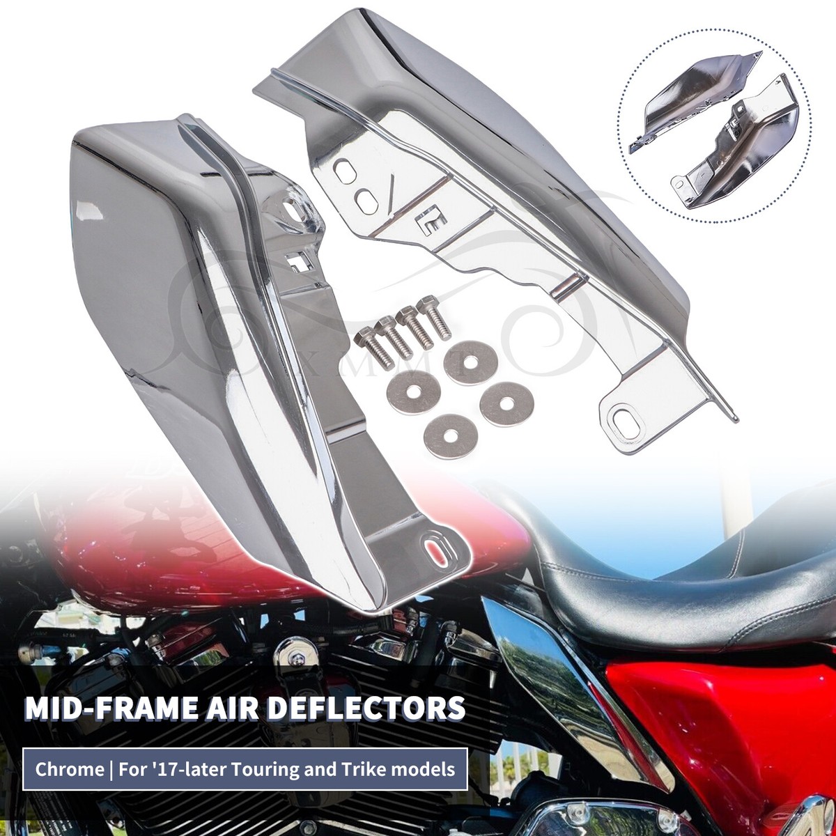 Chrome Mid-Frame Air Deflectors Accents For Harley Trike Tri Glide Ultra Classic