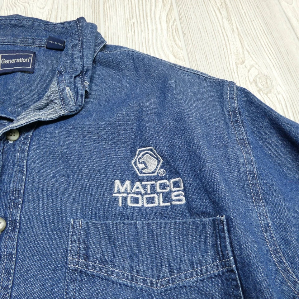 Matco Tools Chambray Shirt Adult Medium Button Up Cotton by Blue Generation - Image 2 of 4