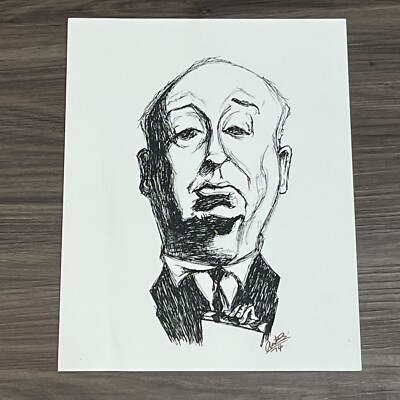 Alfred Hitchcock Caricature Art Print Poster 11 X 8.5  Bend In Paper