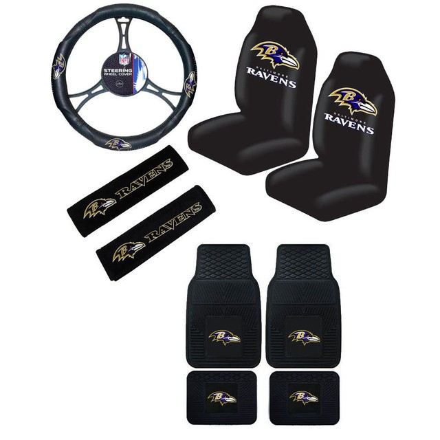 New NFL Baltimore Ravens Car Truck Seat Covers Steering Wheel Cover
